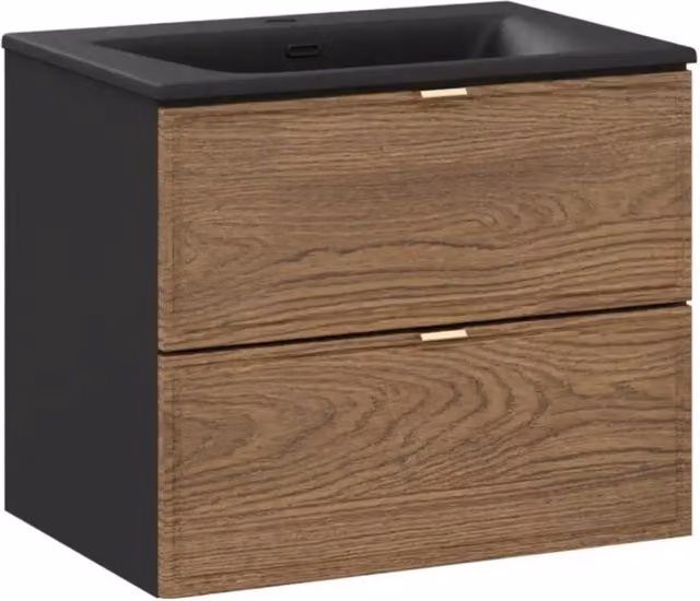 Set da bagno SAVIA: mobiletto sotto lavabo 60cm + lavabo incasso nero