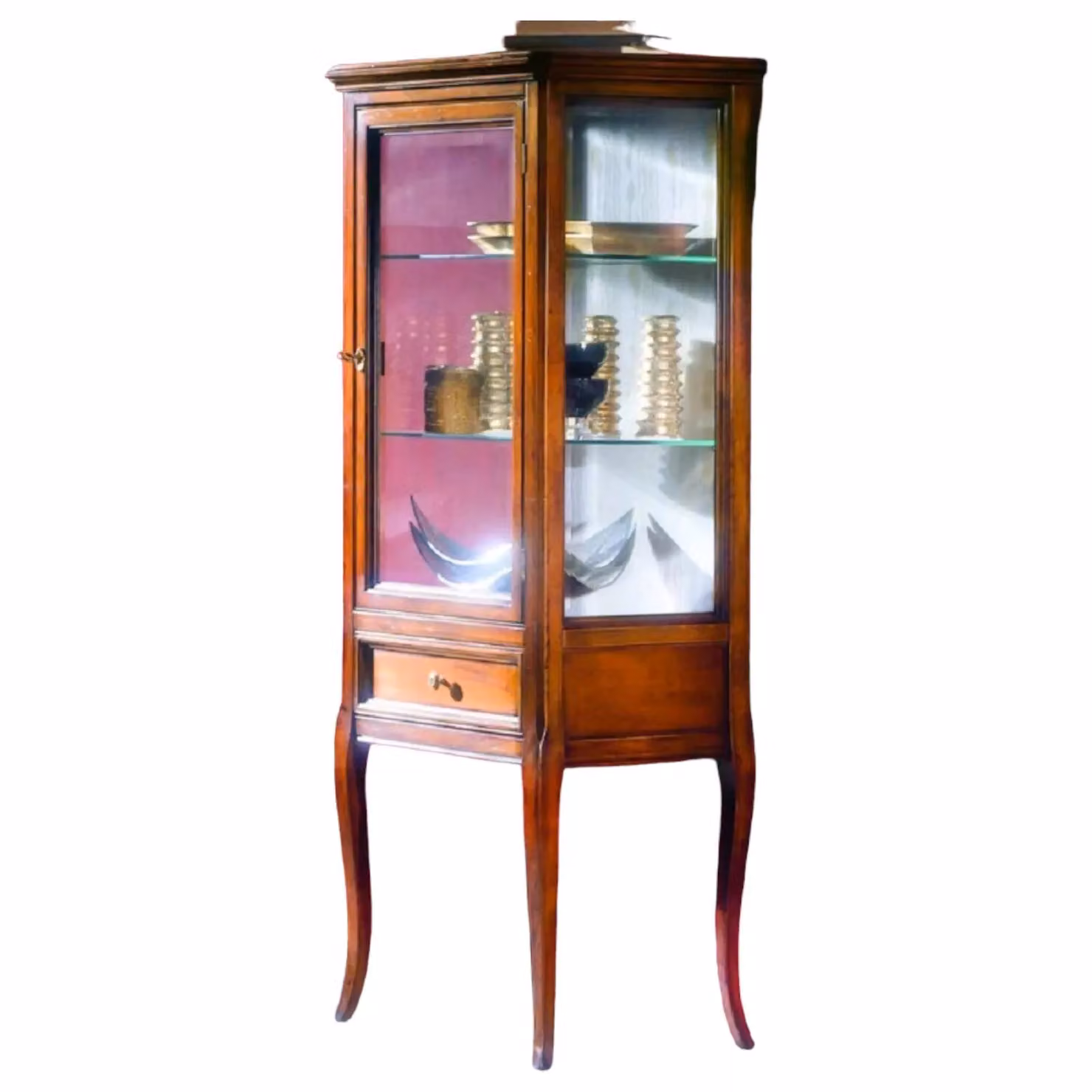 Vetrina classica in legno con 1 porta e 1 cassetto Mobili 2G finitura bassano L: 55 cm, P: 40 cm, H: 140 cm – 2