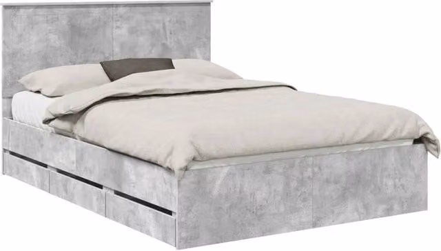 Letto matrimoniale | Letto per adulti | Struttura del letto con cassetto Grigio cemento 140 x 200 cm