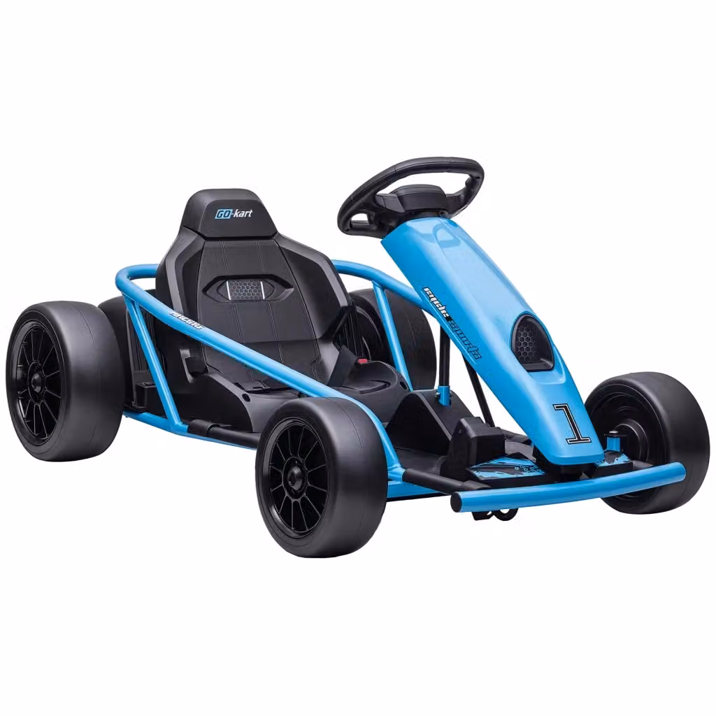 Go-kart Elettrico per Bambini 24V con Funzione Drift, Musica e Cintura di Sicurezza, Colore Blu e Nero – 2