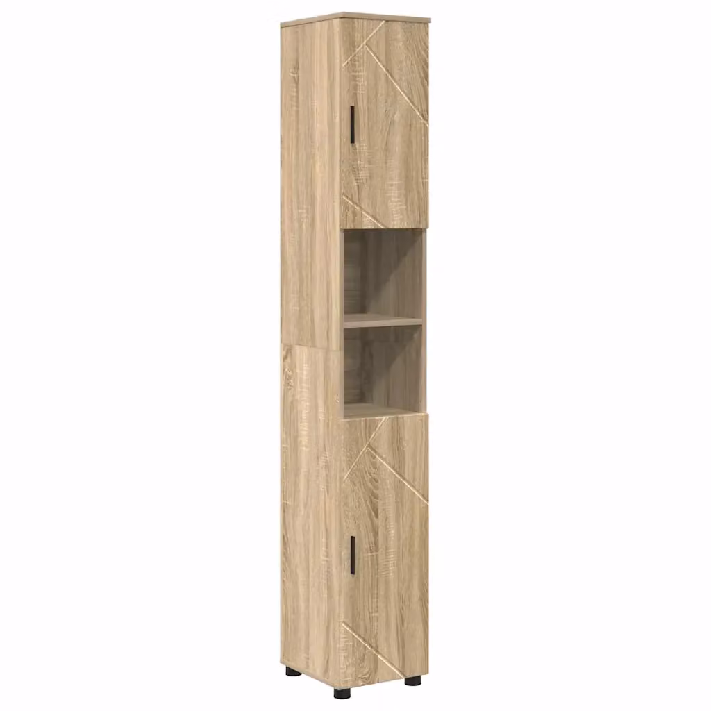 Mobile da bagno sospeso vidaXL in legno color rovere con ante a battente e ripiani interni L: 30 cm, P: 35 cm, H: 192 cm – 2