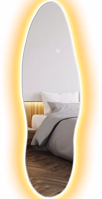 Specchio da Parete a Pieno Corpo Minimal con Luci LED Dimmerabili e Touch Switch, L 120 cm x P 40 cm