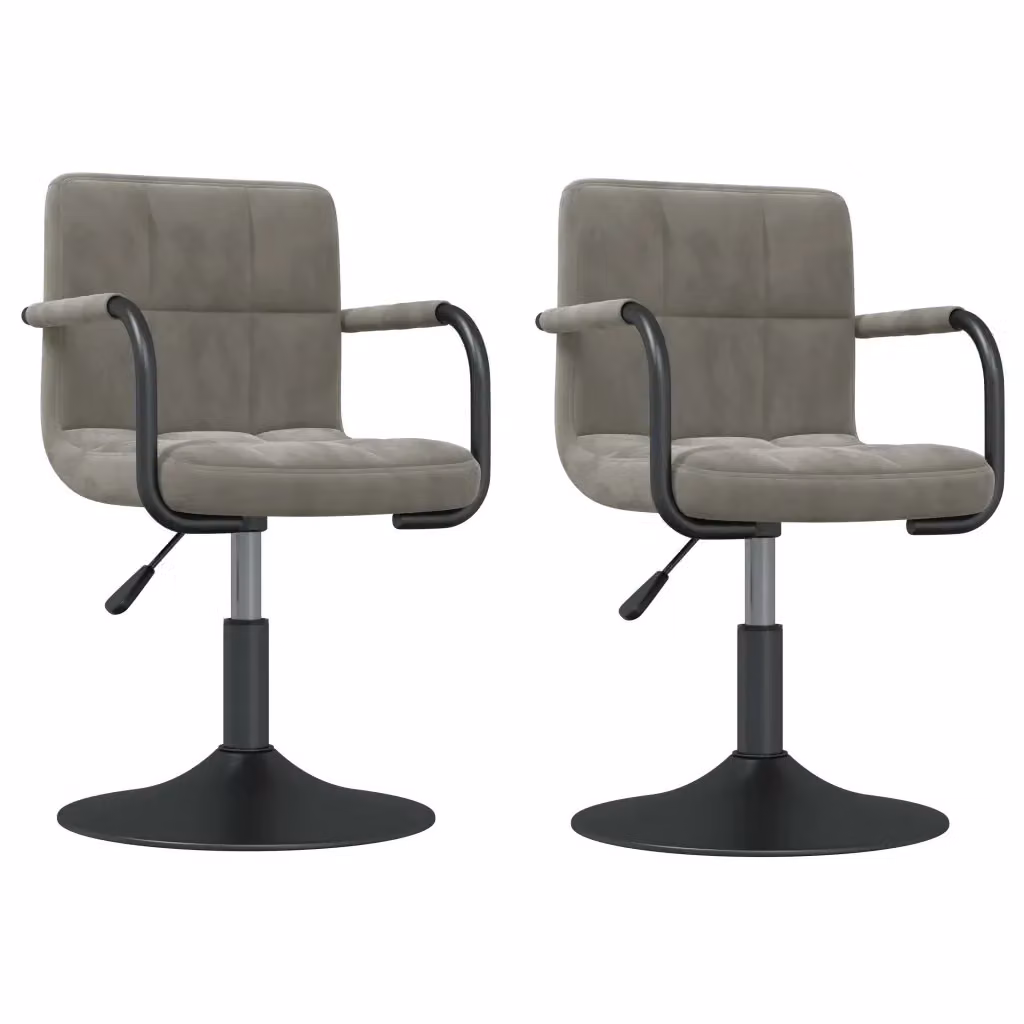 Set di 2 sedie da pranzo girevoli 360 gradi vidaXL in velluto grigio con design moderno – 2