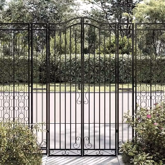 Cancello da giardino a doppia anta vidaXL in ferro battuto nero L: 121 cm, P: 8 cm, H: 180 cm – 1