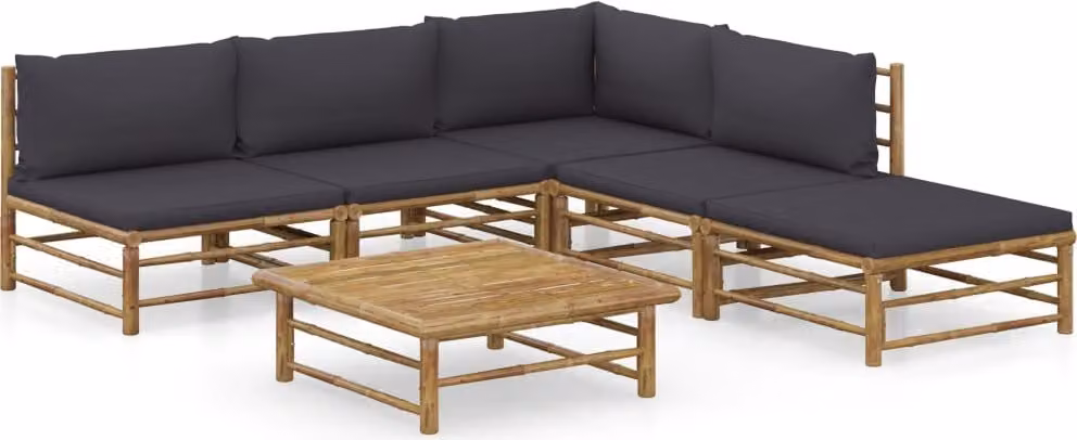 Maison Exclusive - Set da giardino da 6 pezzi con cuscini in bambù grigio scuro