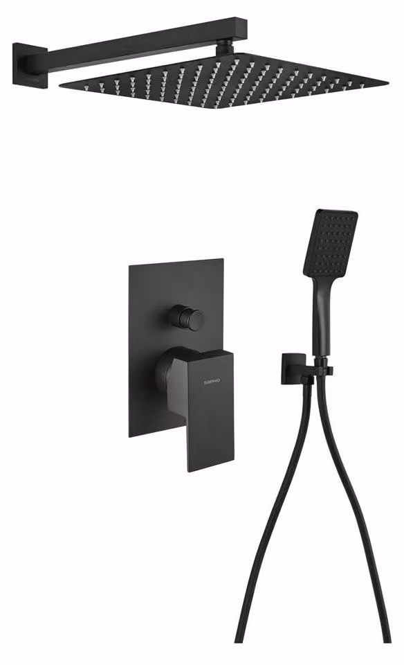 SPECTRE Rubinetto doccia da incasso con miscelatore monocomando, 2 vie, nero opaco
