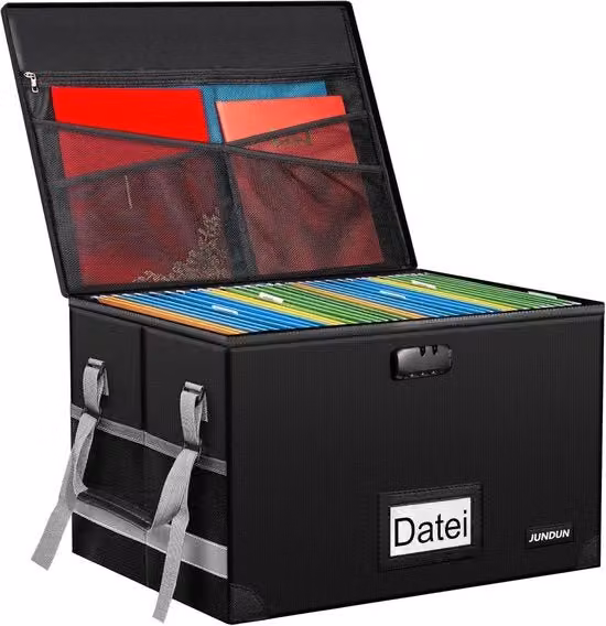 Organizzatore di documenti pieghevole con slot resistente al fuoco e all'acqua per formato A4, colore nero