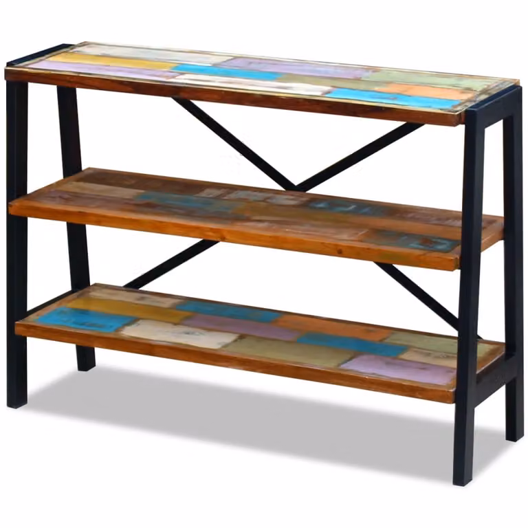 Credenza con 3 Ripiani in Legno Massello Anticato