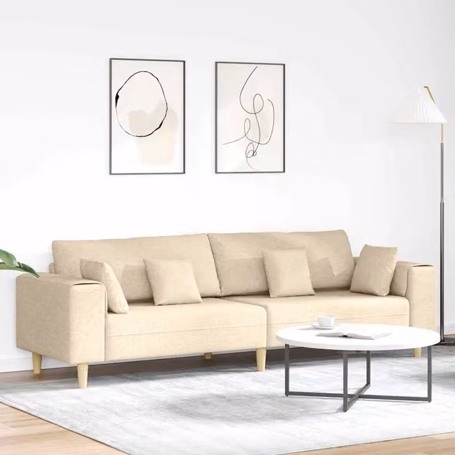 Divano Crema 250 x 77 x 76 cm Tessuto 3335149