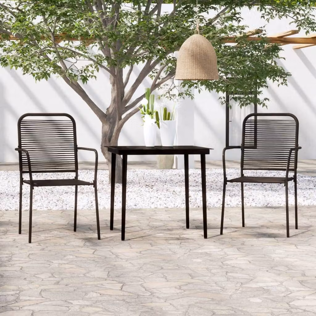 The Living Store Set da pranzo da giardino 3 pz. Set da pranzo da giardino Nero