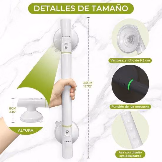 Maniglie per bagno con maniglia per doccia in acciaio inossidabile, 2 pezzi.