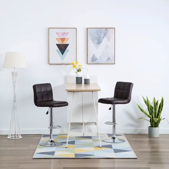 Set di 2 sgabelli da bar vidaXL in similpelle marrone con base girevole e struttura in metallo – 1