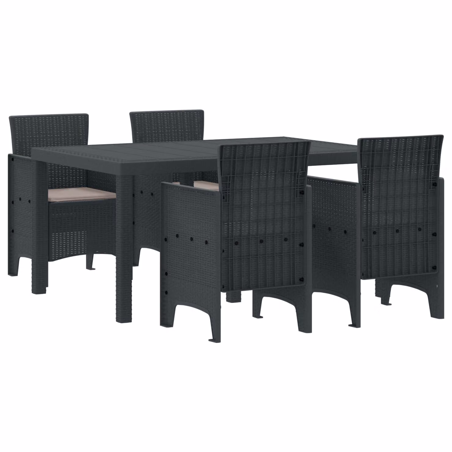 vidaXL Set da Pranzo per Giardino e Terrazzo in Polyrattan, 5 Pezzi, Antracite – 2