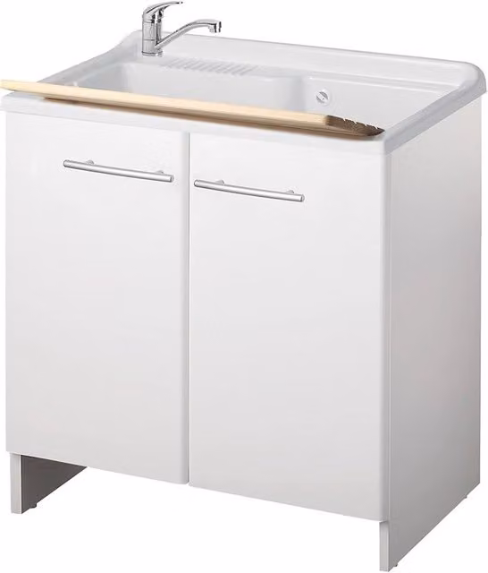 Lavatoio 60x50 cm bianco con cestello - Serie Magica