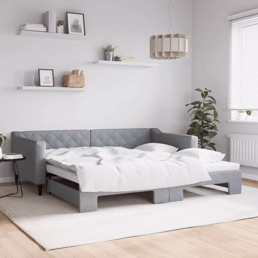 Maison Exclusive - Divano letto estraibile grigio chiaro 100x200 cm in tessuto