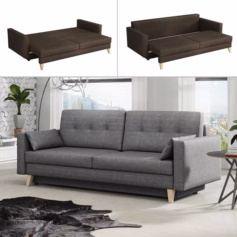MIRJAN24 Divano letto Marina, divano con contenitore, divano, set di divani, set di divani imbottiti, elegante divano imbottito con funzione letto (Sawana 21)