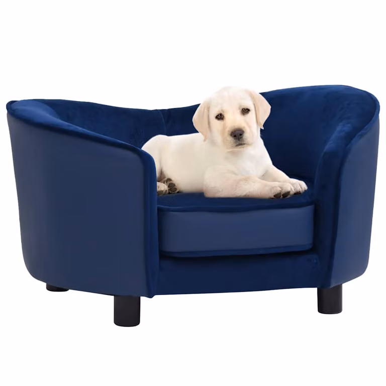 vidaXL Divano per Cani Blu con Rivestimento in Peluche e Similpelle L: 69 cm, P: 49 cm, H: 40 cm