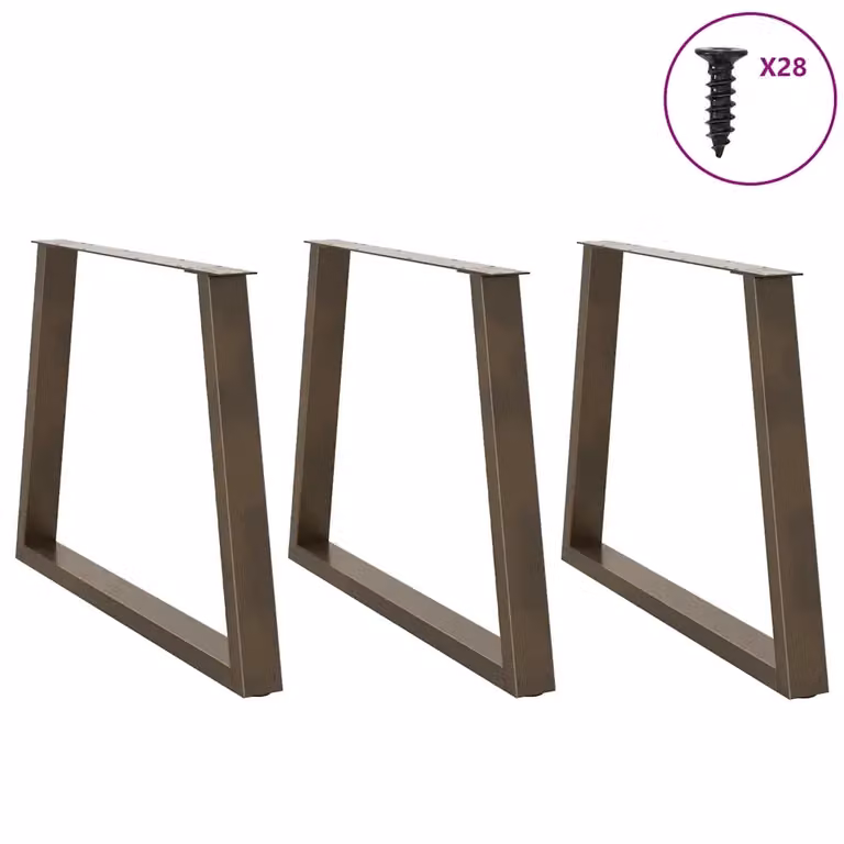 Set di 3 gambe per tavolo da pranzo a forma di X vidaXL in metallo color argento opaco, Altezza: 72-73,3 cm