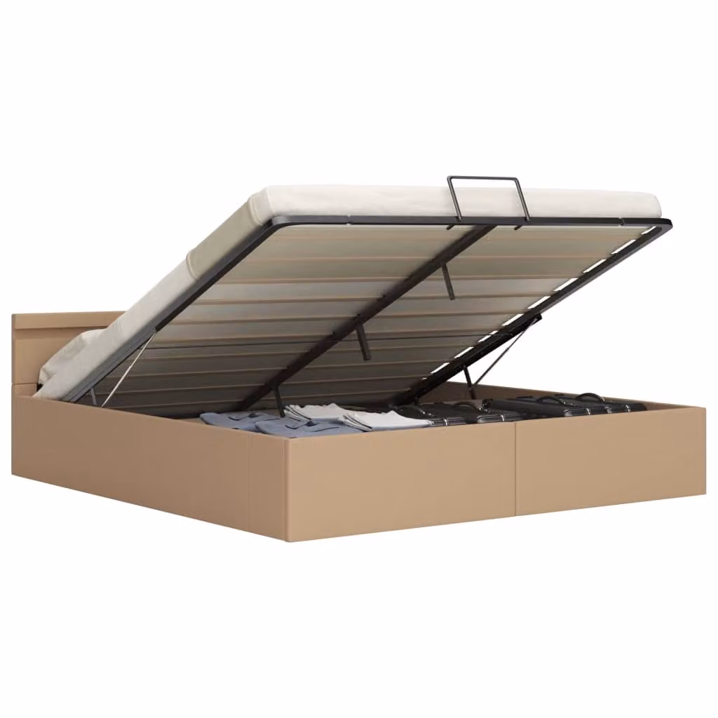 Giroletto Idraulico con LED Cappuccino Pelle finta 160x200cm