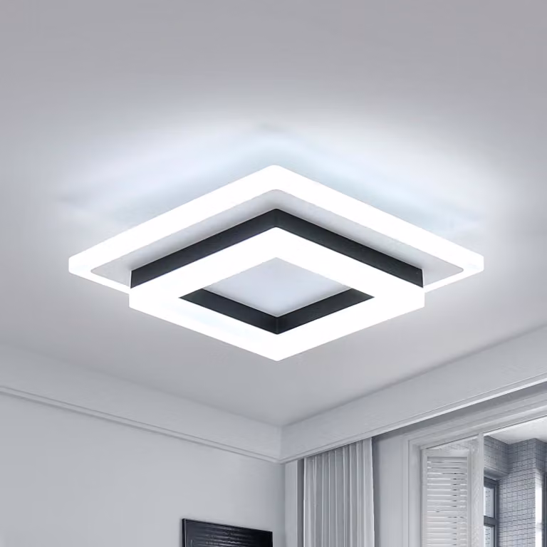 Pannello luminoso a LED, 24W, quadrato, in metallo/acrilico, 6500K, ideale per la camera da letto