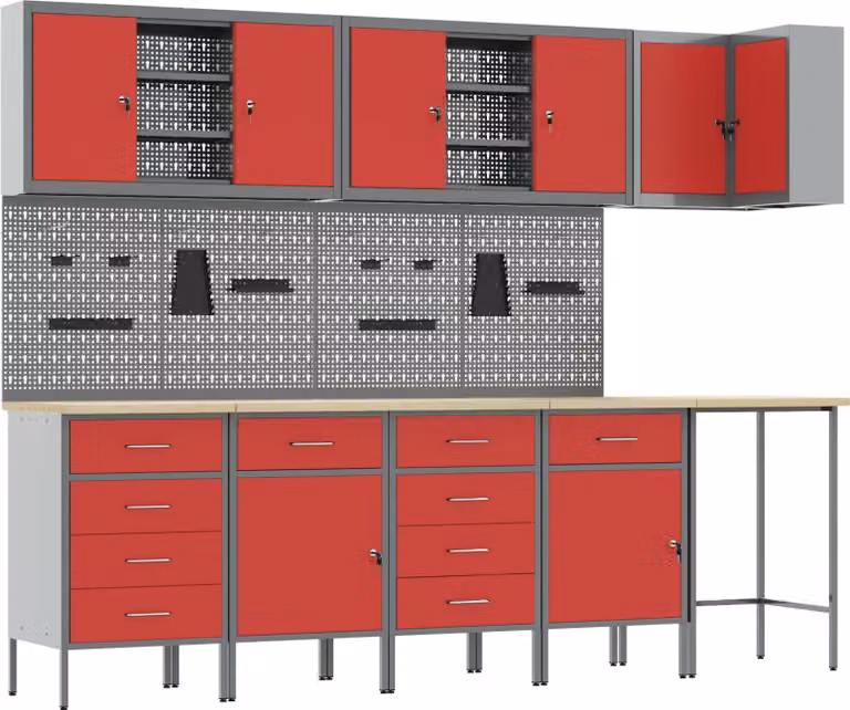 Set di mobili da lavoro con cassetto 12 pcs Nero e Grigio