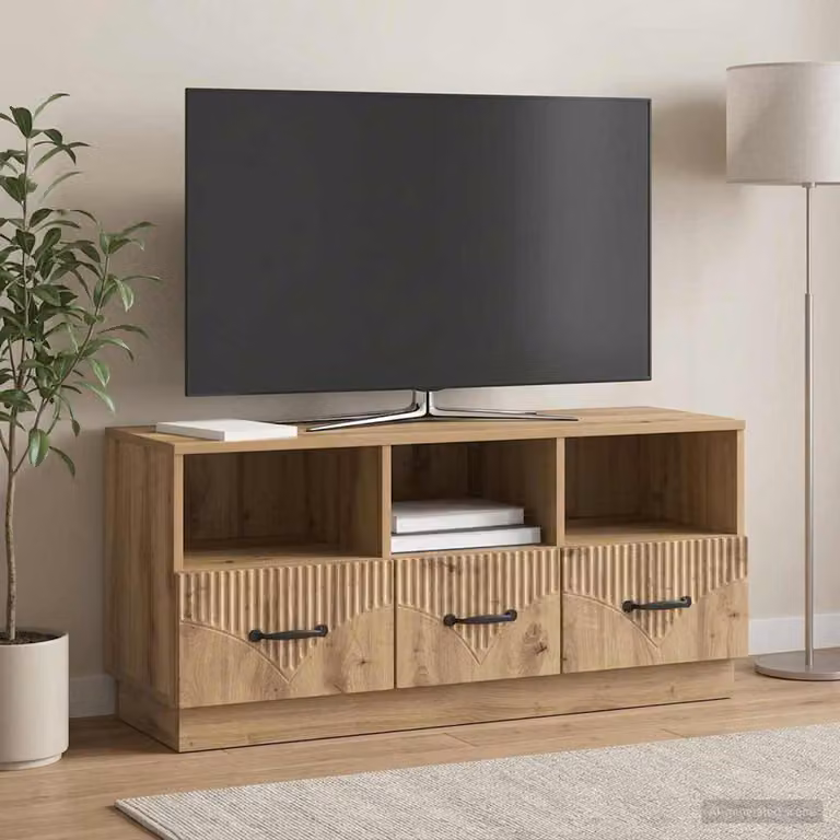 Mobile TV vidaXL in Rovere Artigianale Marrone, L 102 x P 34,5 x H 47 cm