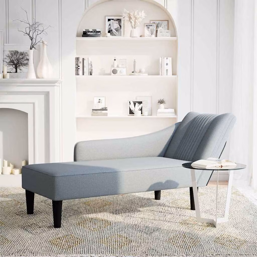 vidaXL Sdraio con Bracciolo Destro in Tessuto Grigio Chiaro