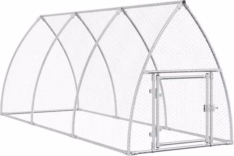 Gabbia per Polli Argento 300x105x120 cm in Acciaio Zincato