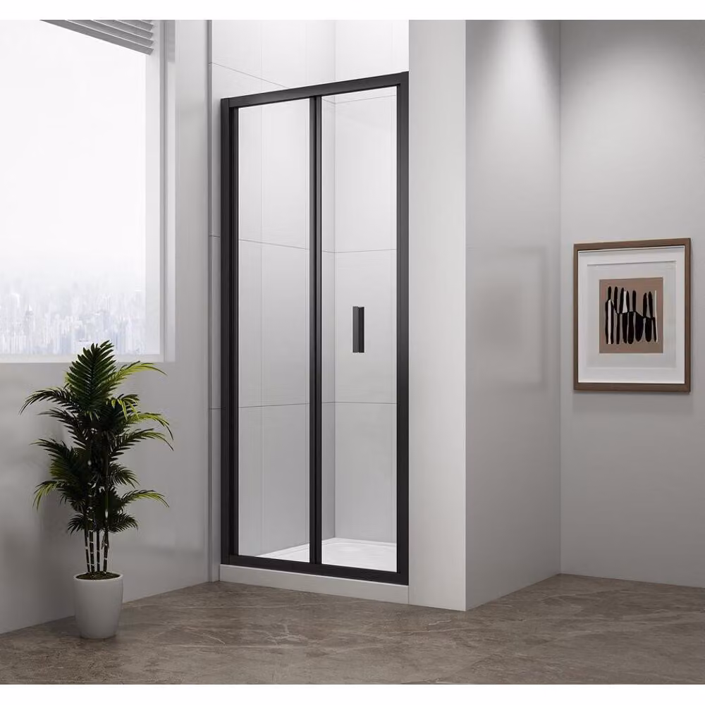 Polysan EASY BLACK Porta a soffietto per doccia 900 mm, vetro trasparente