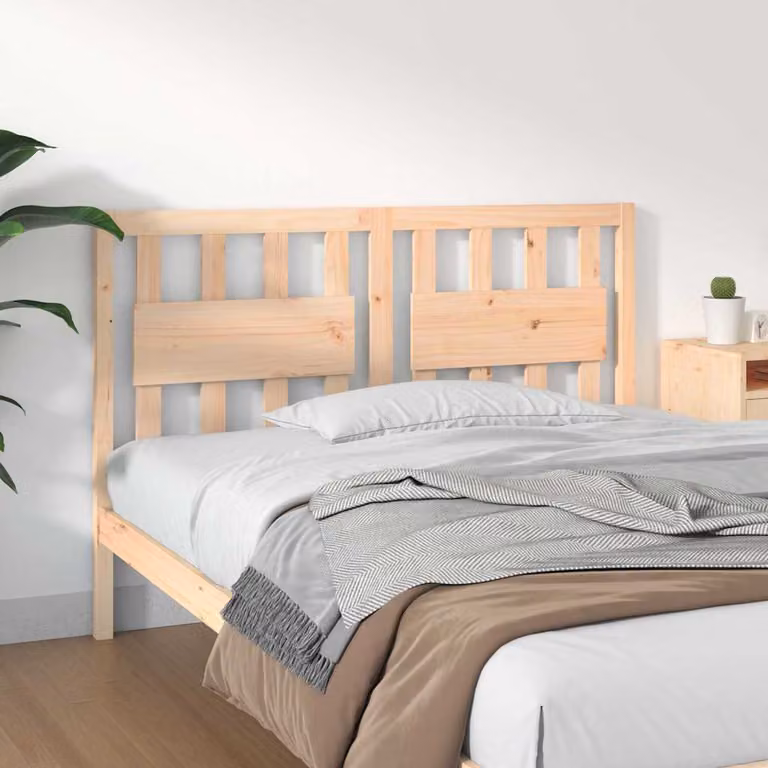Testiera per letto vidaXL in legno massello di pino naturale stile rustico L 125,5 cm x H 100 cm x P 4 cm