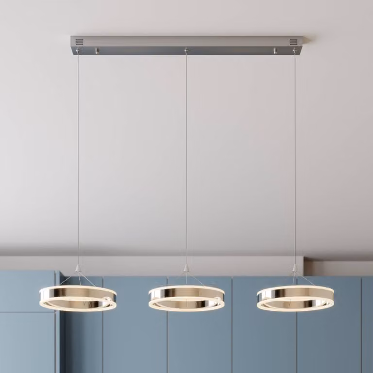 Lucande Lampada LED a sospensione Lyani, 115 cm, 3 luci, cromo, dimmerabile Lyani Lucande,, Cromo / Argento, Soggiorno / Sala da pranzo, Metallo, Moderno