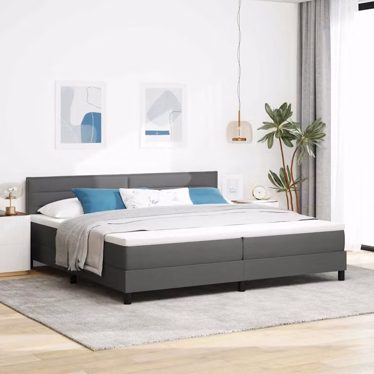 Letto a molle vidaXL con strisce LED e porta USB, Grigio, L/P: 200 x 200 cm