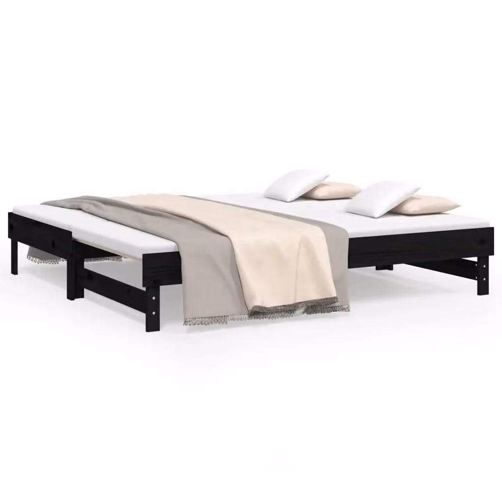Dormeuse estraibile vidaXL in legno massello di pino nera L/P/H: 190 x 90 x 33,5 cm – 2