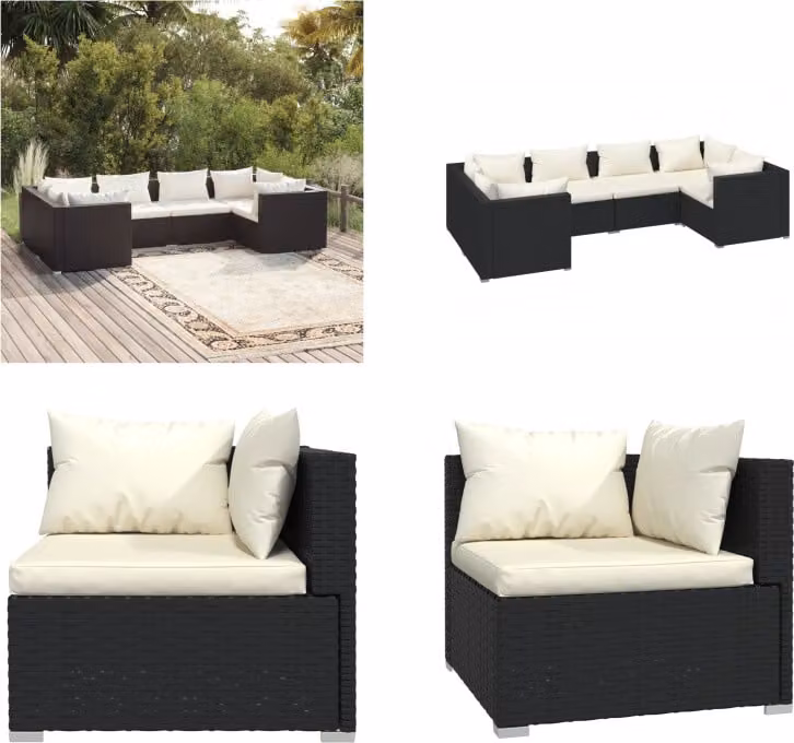 vidaXL set salotto da giardino 6 pezzi con cuscini in poly rattan nero - set salotto da giardino - set salotto da giardino - set salotto da patio - set divano da patio