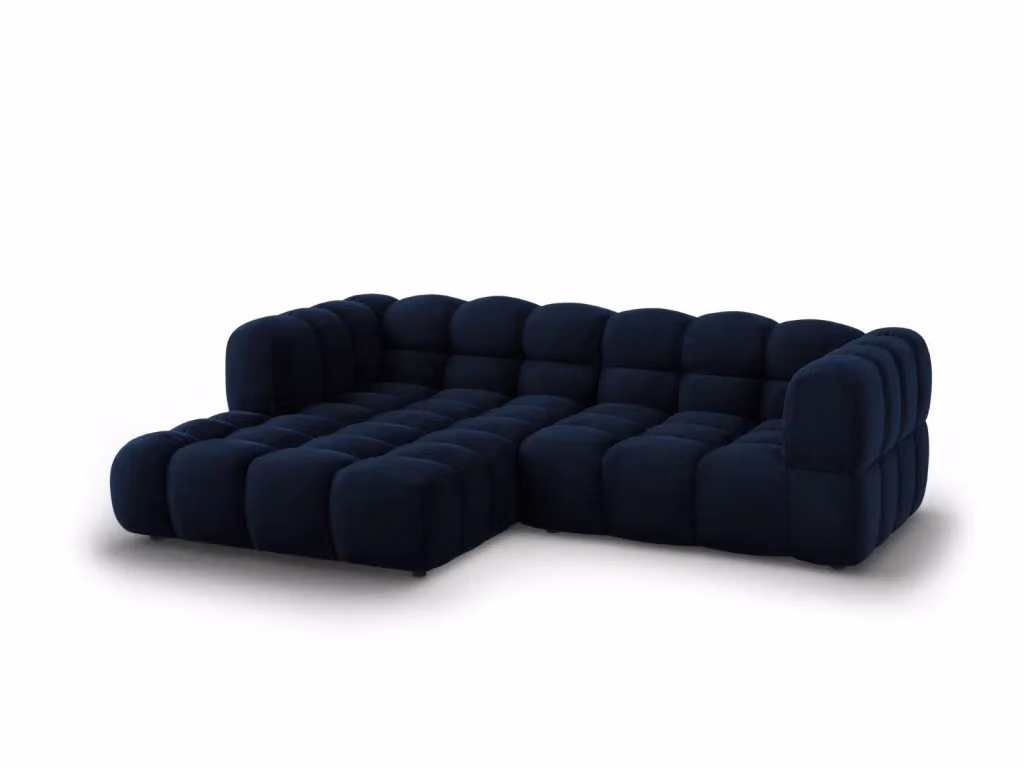 Divano angolare modulare Sky Cosmopolitan Design a 3 posti in velluto blu, configurazione sinistra, L 244 x P 132 x H 75 cm – 2