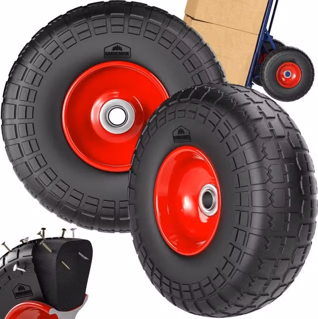 Set di 2 ruote GARDEBRUK in poliuretano con struttura in acciaio, disponibili in nero o rosso