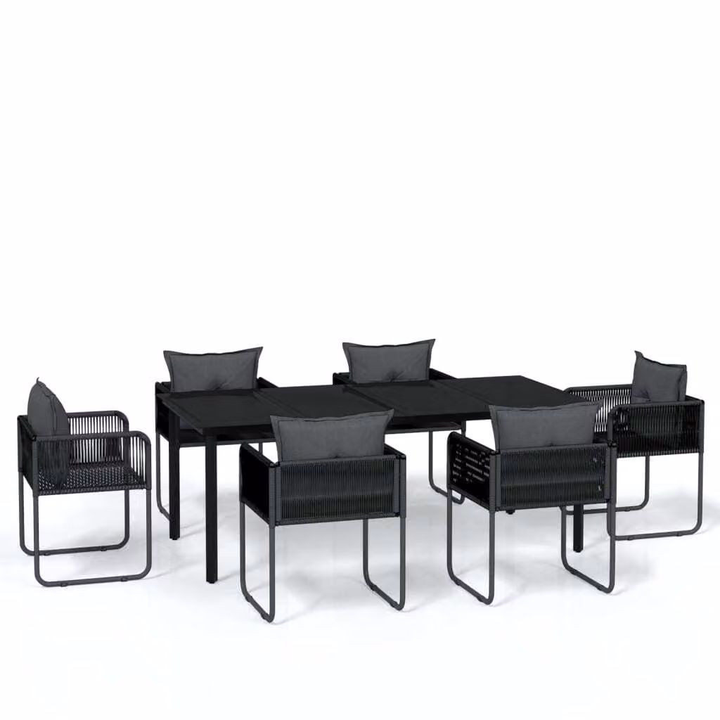 Set da Pranzo da Giardino 7 pz Nero