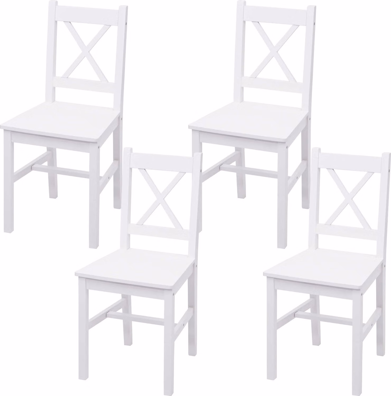 set di 4 sedie per sala da pranzo | HxLxP 86x40x42cm | altezza seduta 45cm | legno massiccio country house | bianco | poltrona sedia cucina sedia