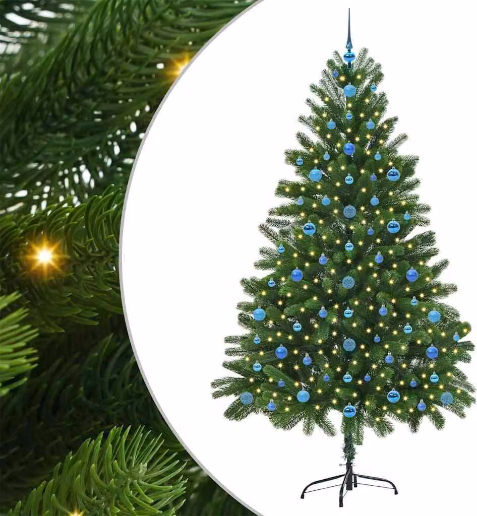 vidaXL Albero di Natale con 300 LED con supporto Verde 210 cm PE