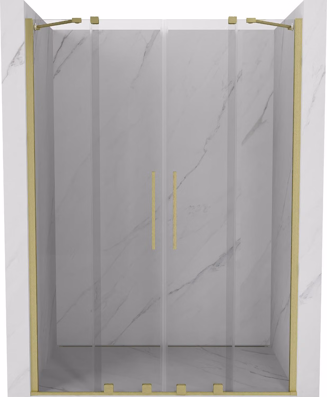 Mexen Velar Duo porte doccia scorrevoli 150 cm, trasparente, oro spazzolato - 871-150-000-02-55