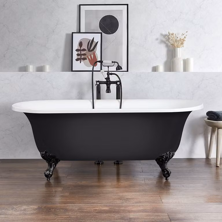 Vasca da Bagno Freestanding Tradizionale con Bordo Arrotondato - Giallo (Honey Yellow) - 1730 mm x 780 mm - Piedini Neri  - Richmond