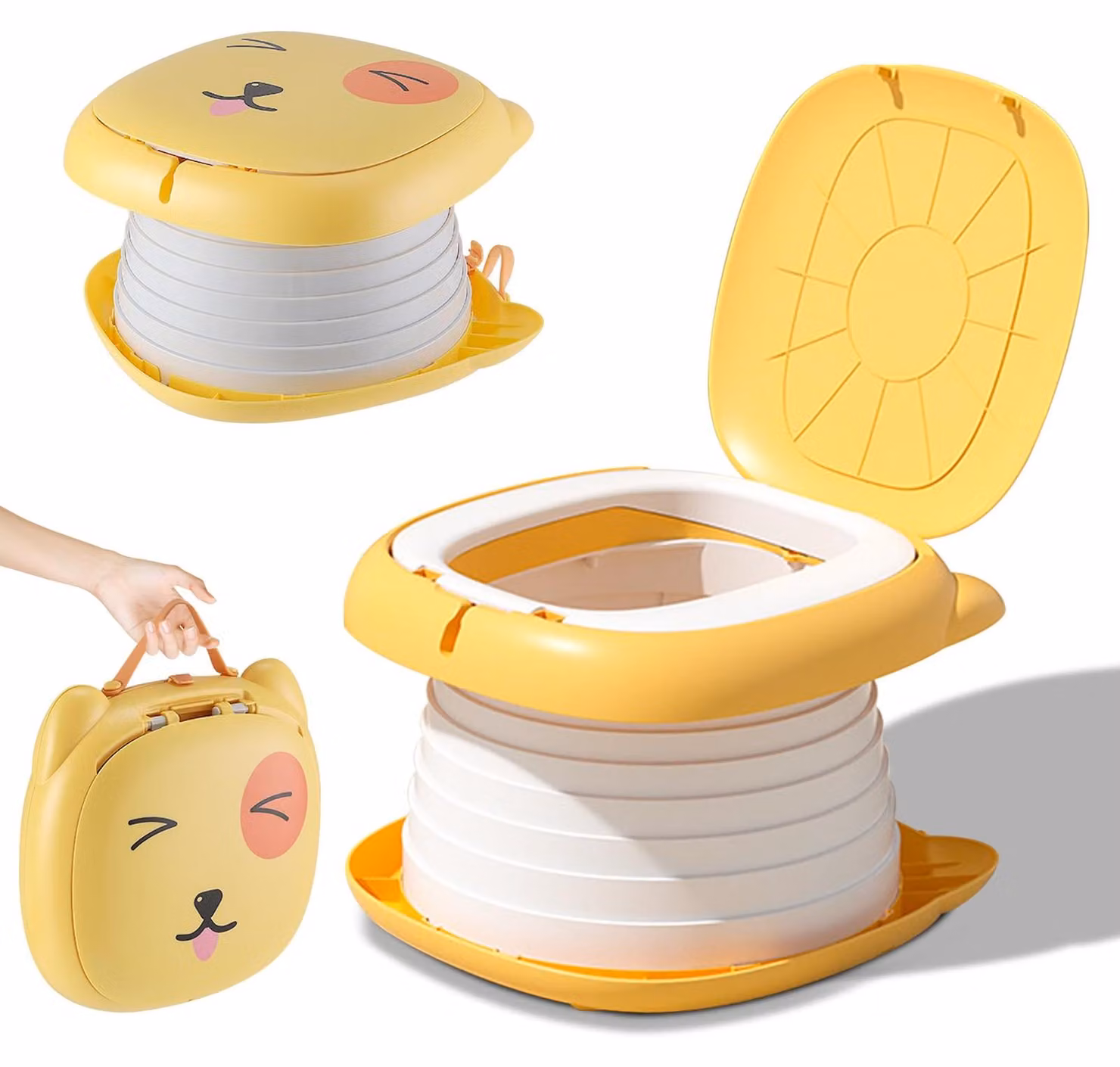 Sedile per WC pieghevole per bambini - Toilette portatile da viaggio, colore arancione