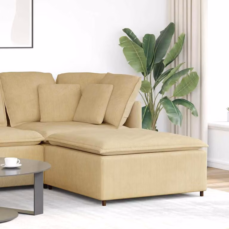 vidaXL Modulo Poggiapiedi Divano in Velluto Verde Grigio Beige L: 100 cm, P: 100 cm, H: 48 cm