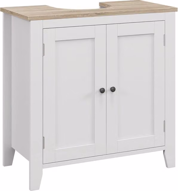 Mobile sottolavabo XYLO bianco con 2 ante e ripiano interno, L: 60 cm, P: 30 cm, H: 60 cm