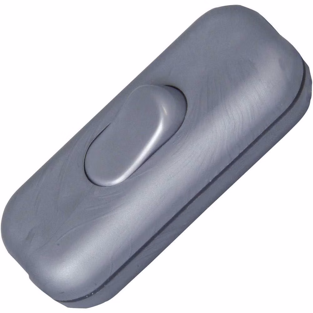 Interruttore unipolare da 250 V, 6 A, color argento, con sistema di fissaggio del cavo