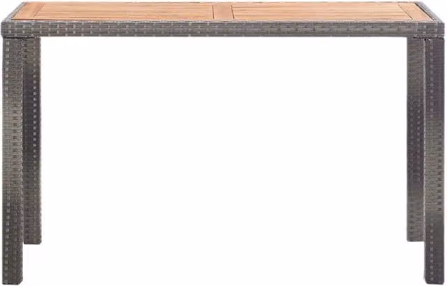 Tavolo da giardino rettangolare in acacia massello e polyrattan, colore antracite e marrone, L: 123 cm, P: 60 cm, H: 74 cm