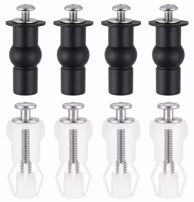 Fissaggi per copriwater, viti, confezione da 8 pezzi, materiale resistente, montaggio semplice, adatti a copriwater standard