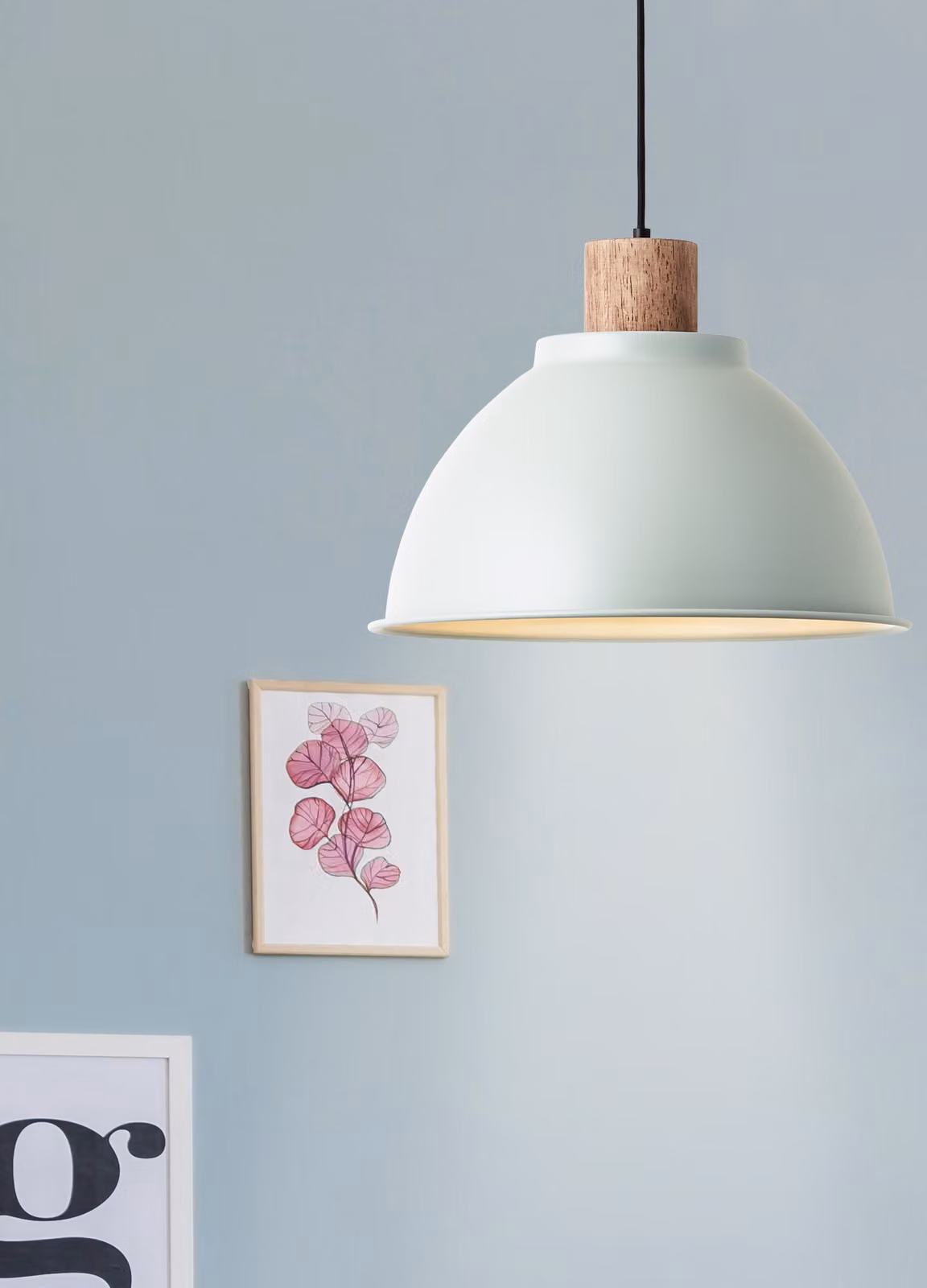 BRILLANTE luce decorativa verde Erena a sospensione | dimmerabile con una fonte luminosa adeguata | Ø38cm | altezza 120cm | 1x E27 max. 60 watt | metallo/legno