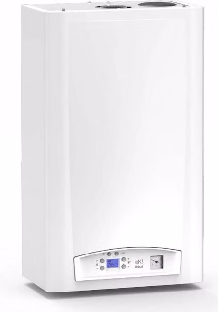 Caldaia a Condensazione IMI Unical eK! C 24 Metano/Gpl con Kit Scarico Fumi, Colore Bianco, Installazione a Parete