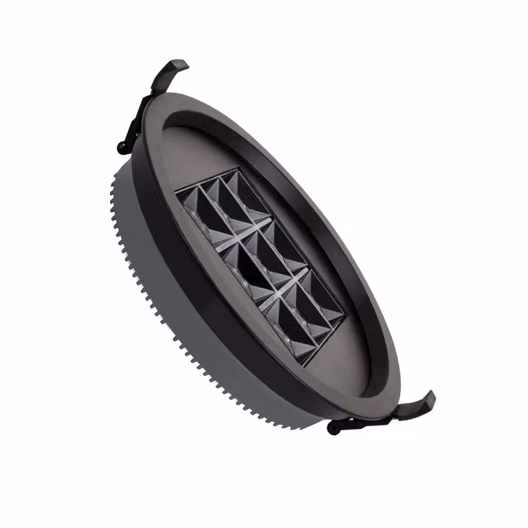Downlight LED Faretto da incasso 30W Rotondo AERO UGR13 Ø di taglio 205 mm Nero 4000K Bianco neutro